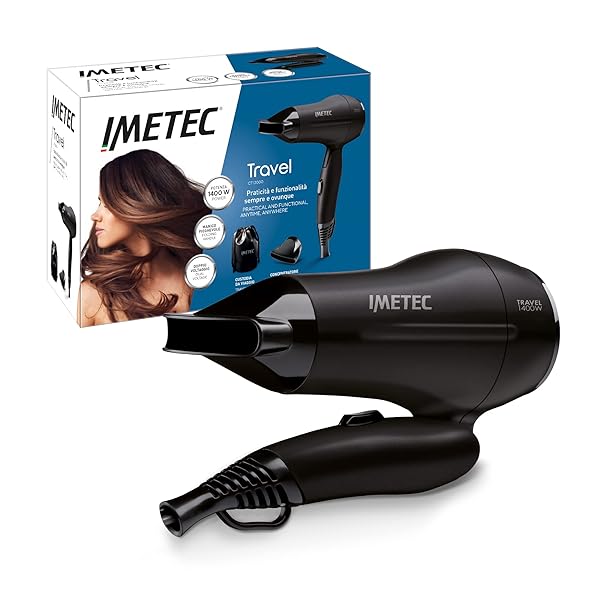 Bellissima-Imetec-Travel-CT1-2000-Asciugacapelli-Da-Viaggio-1400-Watt-Doppio-Voltaggio-Manico-Pieghevole-Tasto-Regol-B00CEH0LTW Bellissima Imetec Travel CT1 2000 Asciugacapelli Da Viaggio, 1400 Watt, Doppio Voltaggio, Manico Pieghevole, Tasto Regolazione Aria Temperatura; Cavo 2 m, Compatto e maneggevole, Borsetta da viaggio - immagine 1