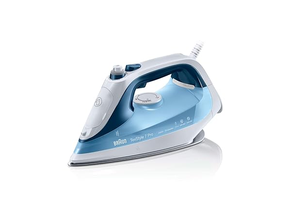 Braun-TexStyle-7-SI7062BL-Ferro-da-Stiro-a-Vapore-con-4-Anni-di-Assistenza-Tecnologia-FreeGlide-3D-Punta-di-Precisione-B06X96PVSX Braun TexStyle 7 SI7062BL Ferro da Stiro a Vapore con 4 Anni di Assistenza, Tecnologia FreeGlide 3D, Punta di Precisione, Supervapore 225gr/min, capacità 300ml, bianco/celeste - immagine 1