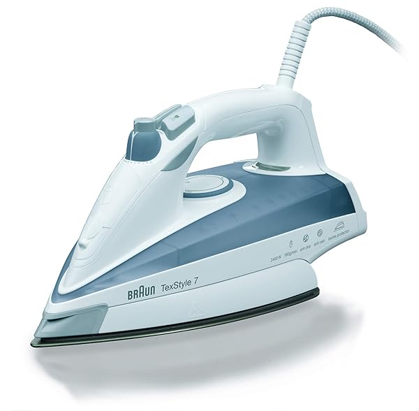 Braun-TexStyle-7-TS735TP-Ferro-da-Stiro-a-Vapore-con-4-Anni-di-Garanzia-Piastra-Eloxal-Getto-Vapore-150gmin-Termosta-B00EQB0EZU Braun TexStyle 7 TS735TP Ferro da Stiro a Vapore con 4 Anni di Garanzia, Piastra Eloxal, Getto Vapore 150g/min, Termostato regolabile, In Dotazione piastra aggiuntiva, Grigio/Bianco - immagine 1
