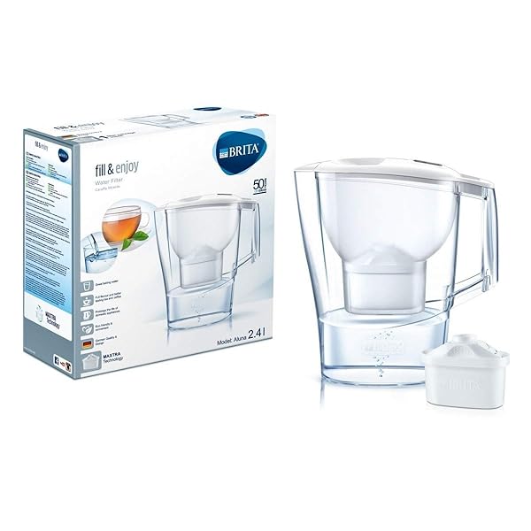 Brita-Aluna-Caraffa-Filtrante-con-1-Filtro-Maxtra-Incluso-Bianco-24-Litri-Basic-B06Y1Z5LCV Brita Aluna Caraffa Filtrante con 1 Filtro Maxtra+ Incluso, Bianco, 2.4 Litri, Basic - immagine 1