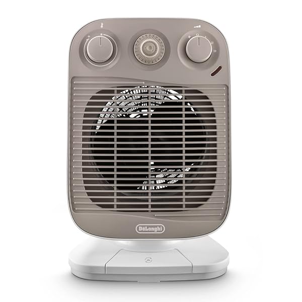 DeLonghi-HFS50F24-Termoventilatore-Silenzioso-3-livelli-di-potenza-TIMER-24H-ventilazione-estiva-protezione-antigo-B0742HVJNX De'Longhi HFS50F24 Termoventilatore, Silenzioso, 3 livelli di potenza, TIMER 24H, ventilazione estiva, protezione antigoccia, maniglia, luce pilota, per ambienti fino a 70m³, bianco/grigio - immagine 1