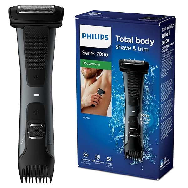 Philips-BG702015-Bodygroom-7000-Depilatore-Corpo-da-Uomo-WetDry-Pettini-Regolabili-3-11-mm-Autonomia-fino-a-70-min-B07GKP6QSF Philips BG7020/15 Bodygroom 7000 Depilatore Corpo da Uomo, Wet&Dry, Pettini Regolabili 3-11 mm, Autonomia fino a 70 min - immagine 1