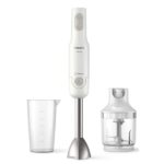 Philips Frullatori Frullatore ad immersione HR2542/00, nuova Daily+ collection, 700W, Bianco, Tecnologia ProMix, 2 impostazioni di velocità + Turbo, campana antischizzo, barra in metallo, tritatutto compatto, bicchiere
