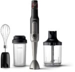 Philips Frullatori HR2652/90 Mixer a Immersione, Acceleratore di Velocità SpeedTouch, Include Accessorio Frusta, Tritatutto XL, Borraccia On-The-Go, 800 W, Acciaio Inox