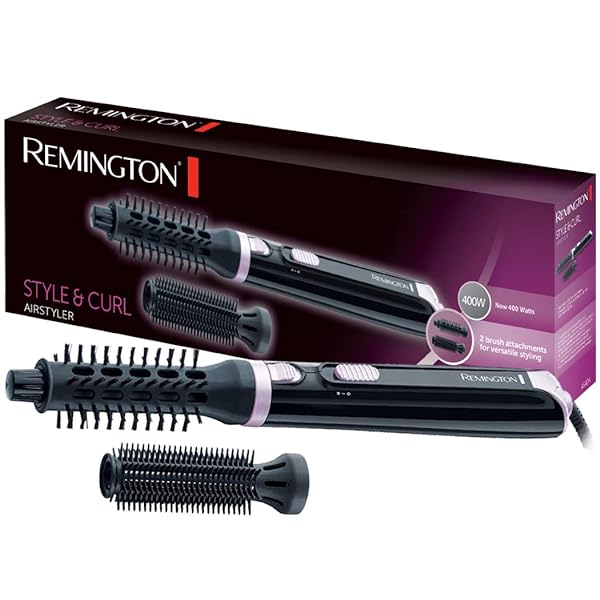 Remington-Spazzola-ad-Aria-Styler-ad-Aria-Calda-2-accessori-Spazzola-setole-25-mm-e-setole-19-mm-Capelli-Ricci-Volu-B00SYM2F0Y Remington Spazzola ad Aria, Styler ad Aria Calda, 2 accessori, Spazzola setole 25 mm e setole 19 mm, Capelli Ricci, Voluminosi, 400 Watt, Style & Curl AS404 - immagine 1