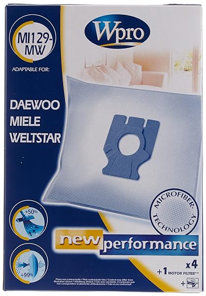 Wpro-MI129-MW-Sacchetti-per-aspirapolvere-in-microfibra-B001300MU4 Wpro MI129-MW Sacchetti per aspirapolvere in microfibra - immagine 1